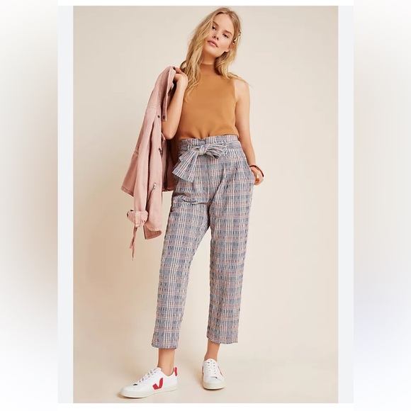 Anthropologie Pants - Anthropologie Hazelle Plaid Slim Paperbag Women’s 12